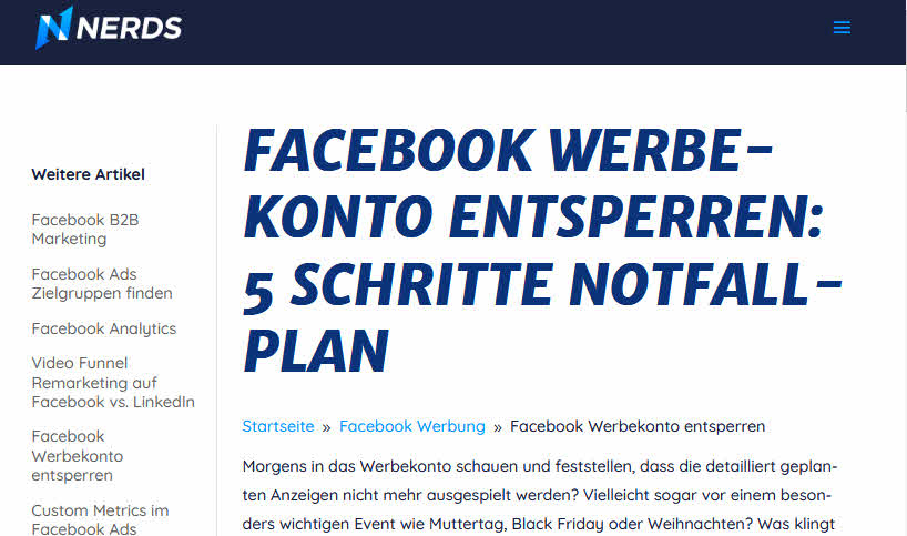 Kleiner Reminder: Facebook-Werbekonto-Sperre